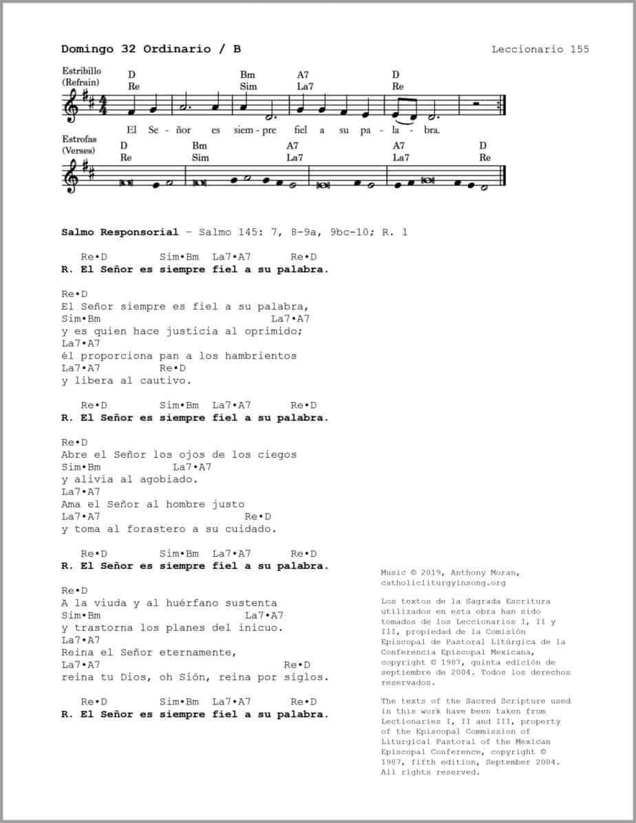 Domingo 32 Ordinario B - Salmo 145 - El Señor es siempre fiel a su palabra - Image 2