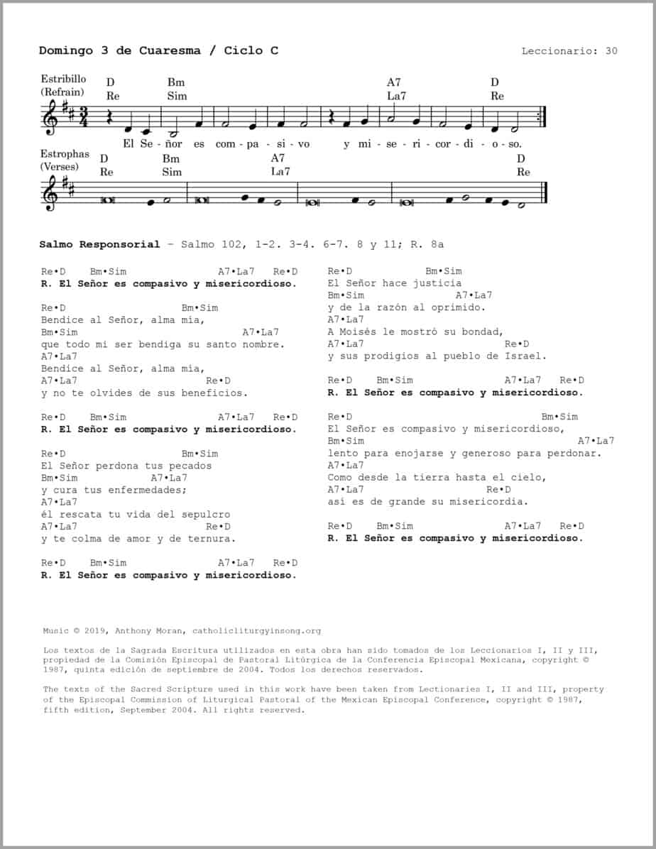 Domingo 3 Cuaresma C - Salmo 102 - El Señor es compasivo y misericordioso - Image 2