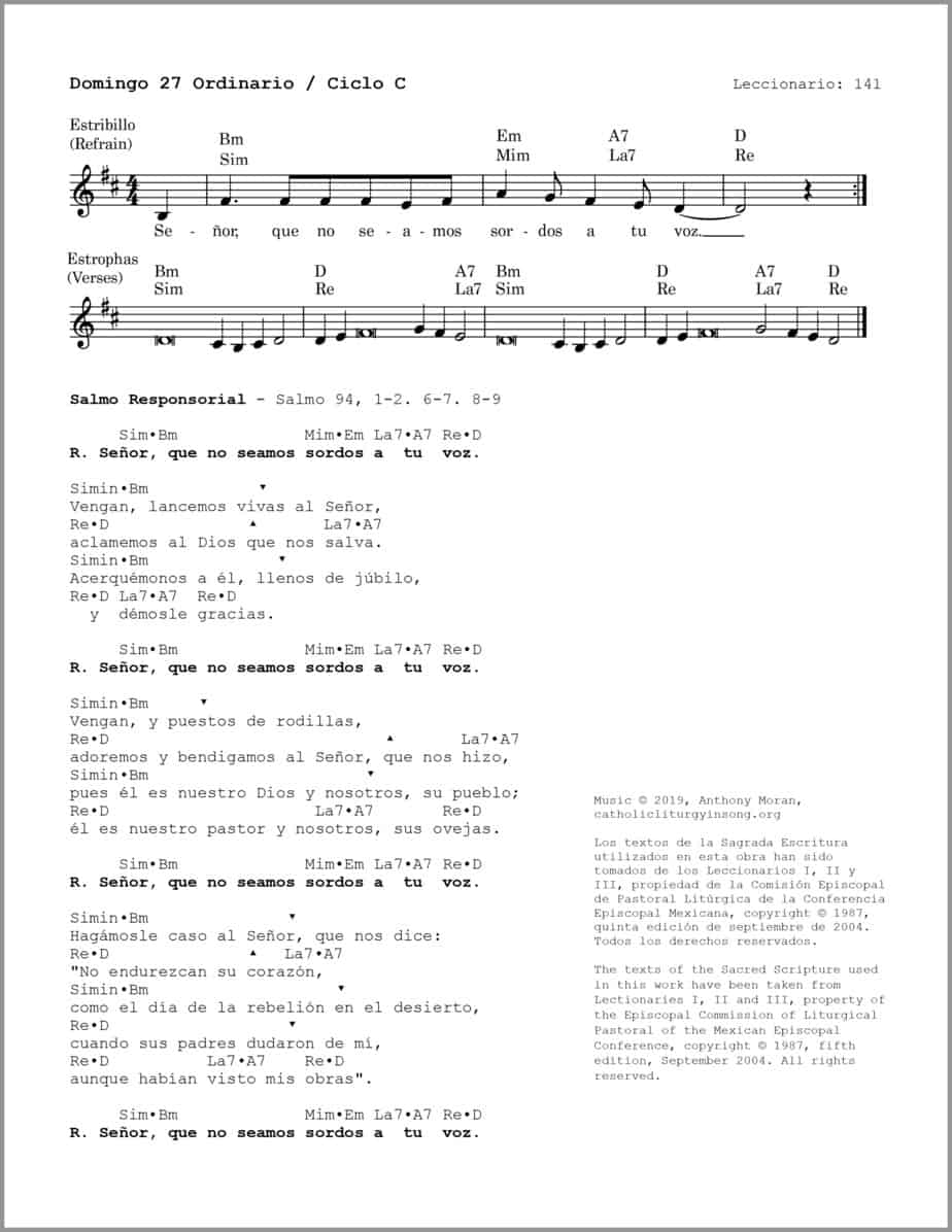 Domingo 27 Ordinario C - Salmo 94 - Señor, que no seamos sordos a tu voz - Image 2