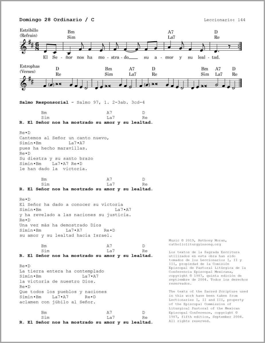 Domingo 28 Ordinario C - Salmo 97 - El Señor nos ha mostrado su amor y su lealtad - Image 2