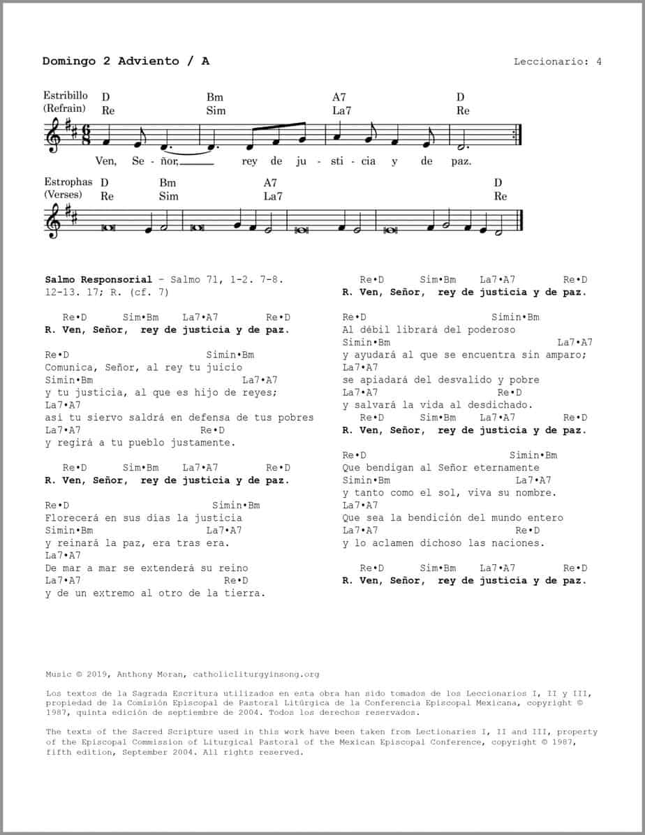 Domingo 2 Adviento A - Salmo 71 - Ven, Señor, rey de justicia y de paz - Image 2