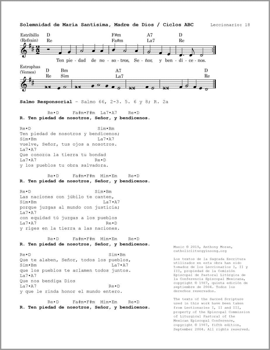 Solemnidad de María Santísima, Madre de Dios ABC - Salmo 66 - Ten piedad de nosotros, Señor, y bendícenos - Image 2