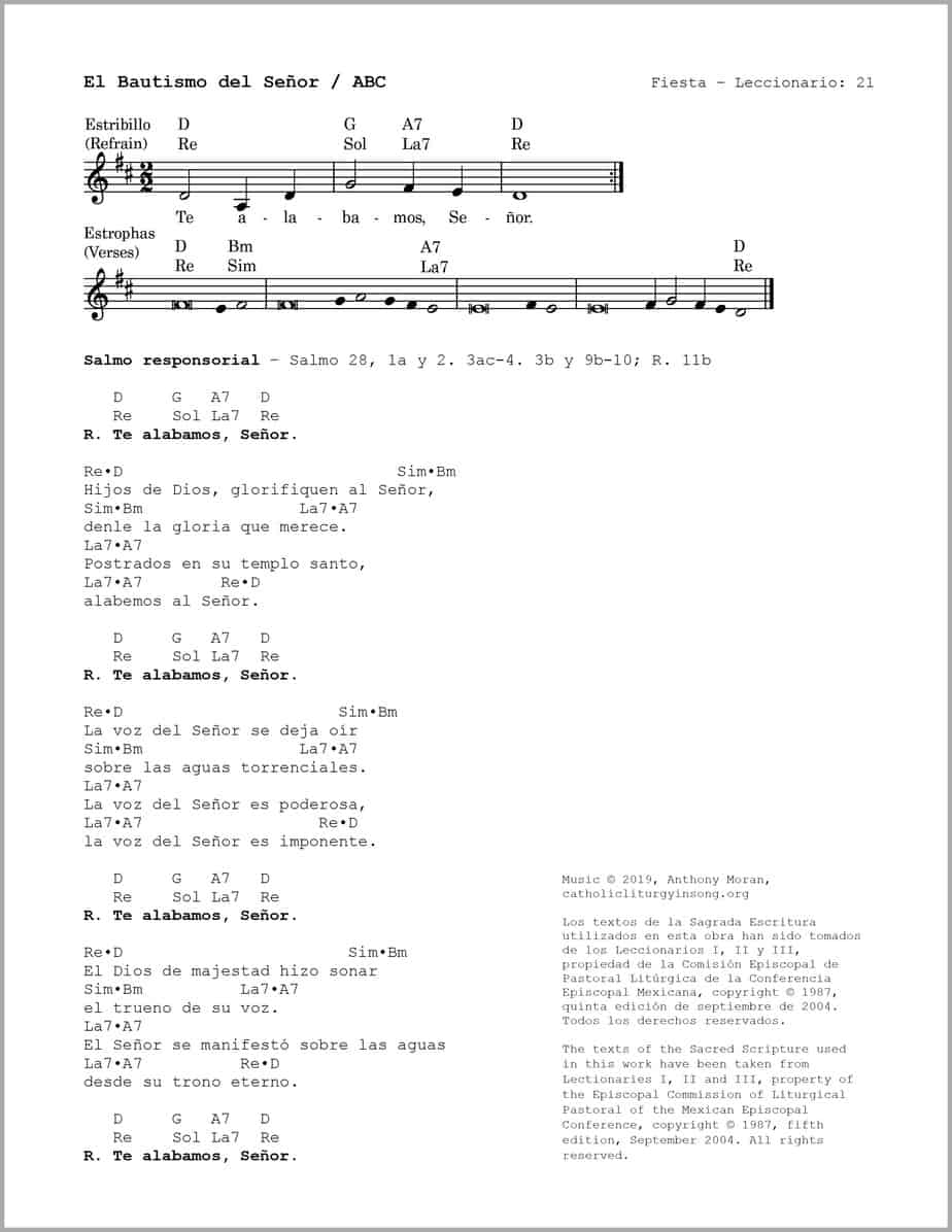 El Bautismo del Señor ABC - Salmo 28 - Te alabamos, Señor - Image 2