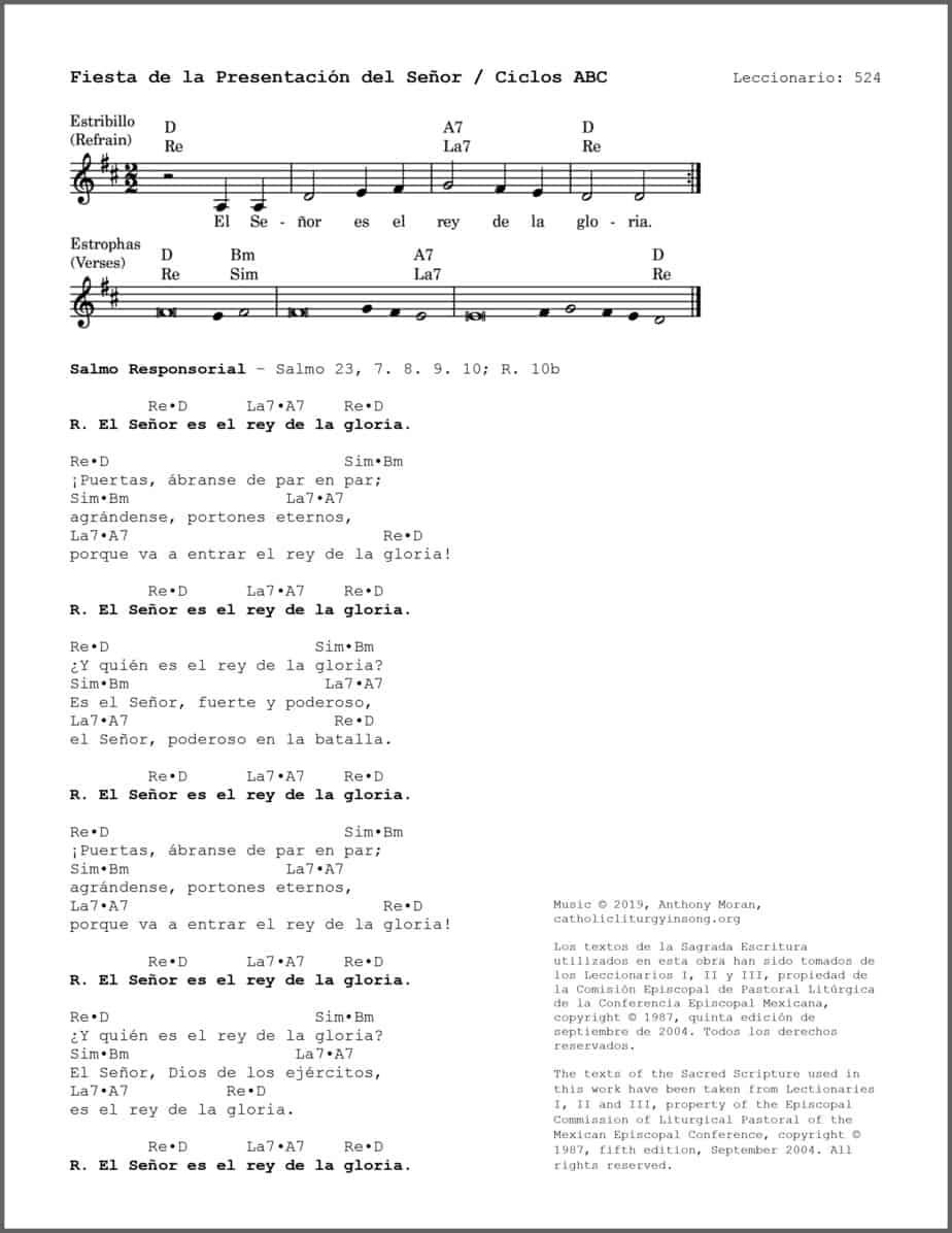 Fiesta de la Presentación del Señor ABC - Salmo 23 - El Señor es el rey de la gloria - Image 2