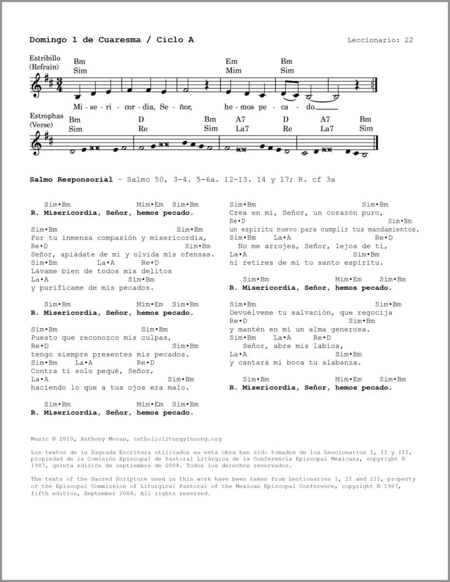 Domingo 1 de Cuaresma A - Salmo 50 - Misericordia, Señor, hemos pecado - Image 2