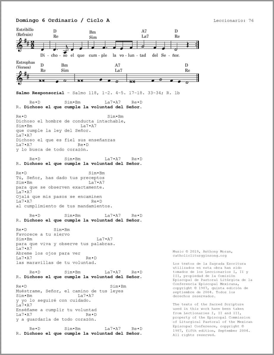 Domingo 6 Ordinario A - Salmo 118 - Dichoso el que cumple la voluntad del Señor - Image 2