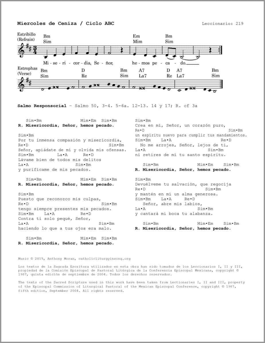Miercoles de Ceniza ABC - Salmo 50 - Misericordia, Señor, hemos pecado - Image 2
