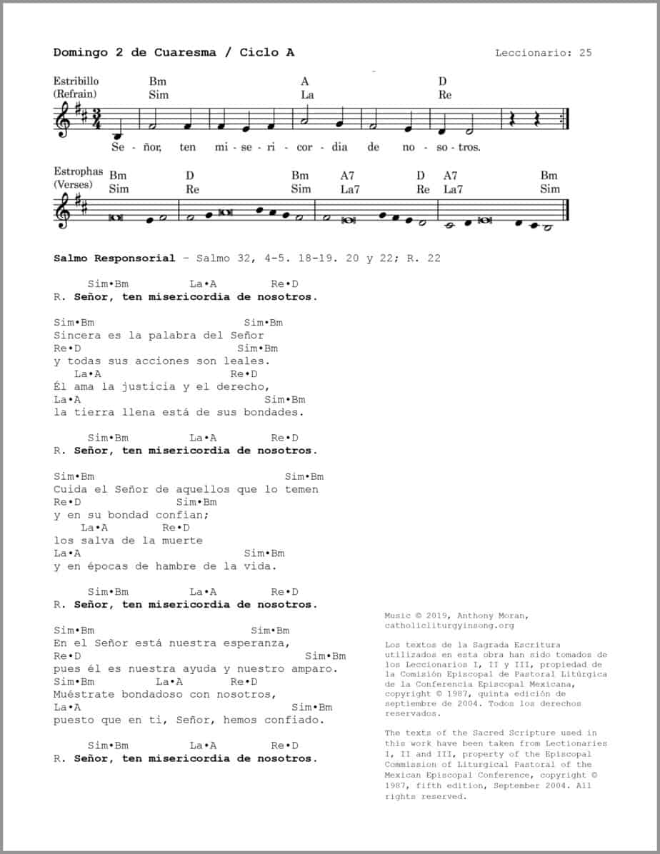 Domingo 2 de Cuaresma A - Salmo 32 - Señor, ten misericordia de nosotros - Image 2