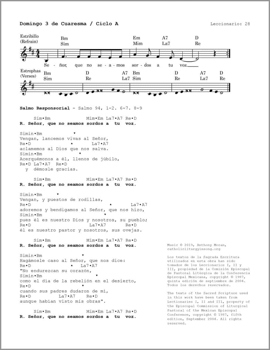 Domingo 3 de Cuaresma A - Salmo 94 - Señor, que no seamos sordos a tu voz - Image 2
