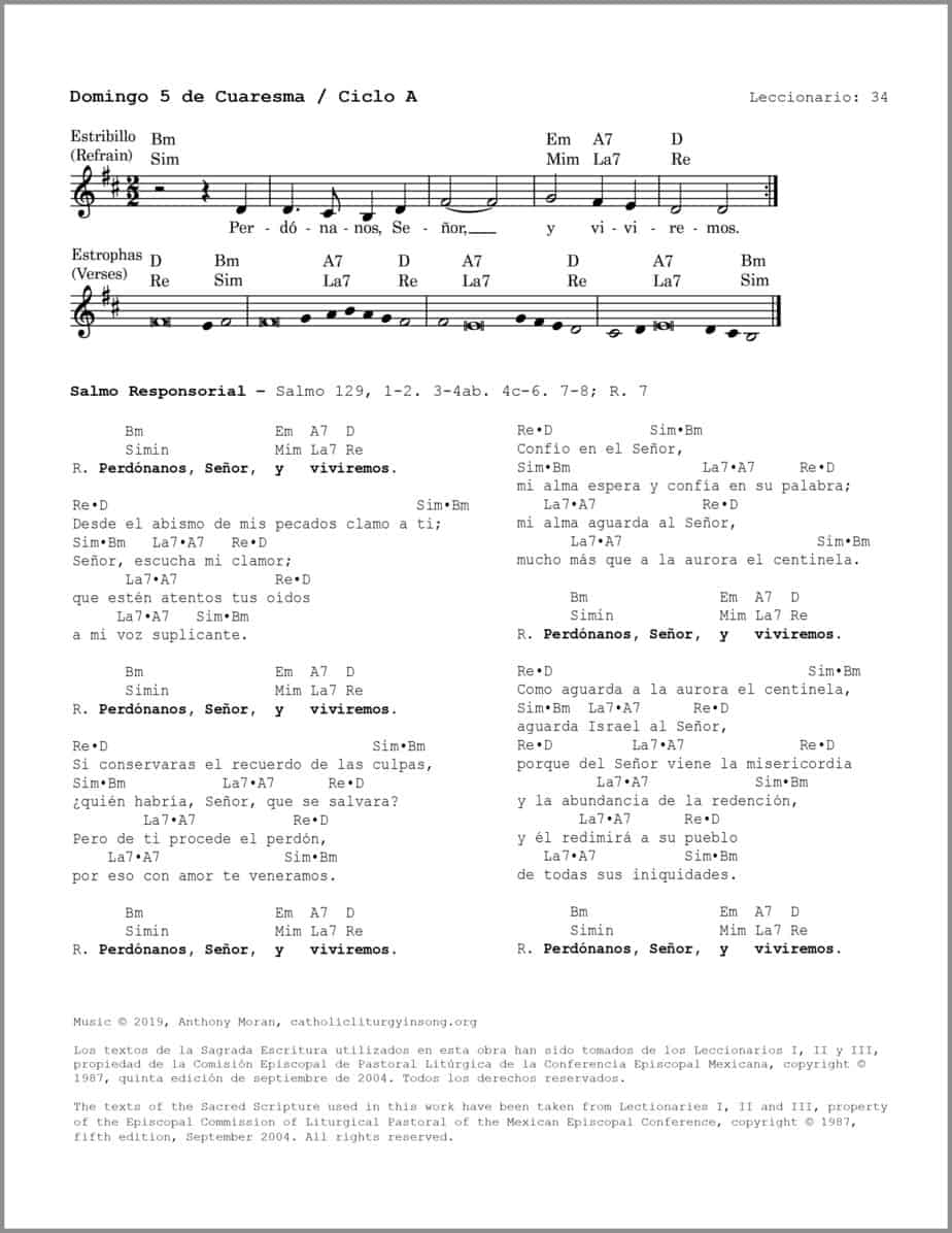 Domingo 5 de Cuaresma A - Salmo 129 - Perdónanos, Señor, y viviremos - Image 2
