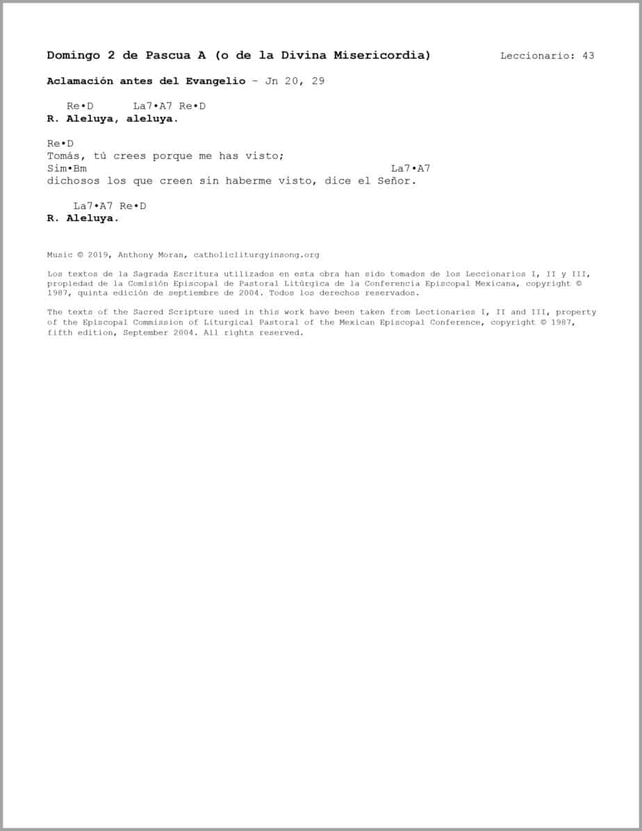 Domingo 2 de Pascua A - Salmo 117 - La misericordia del Señor es eterna (o de la Divina Misericordia) - Image 3