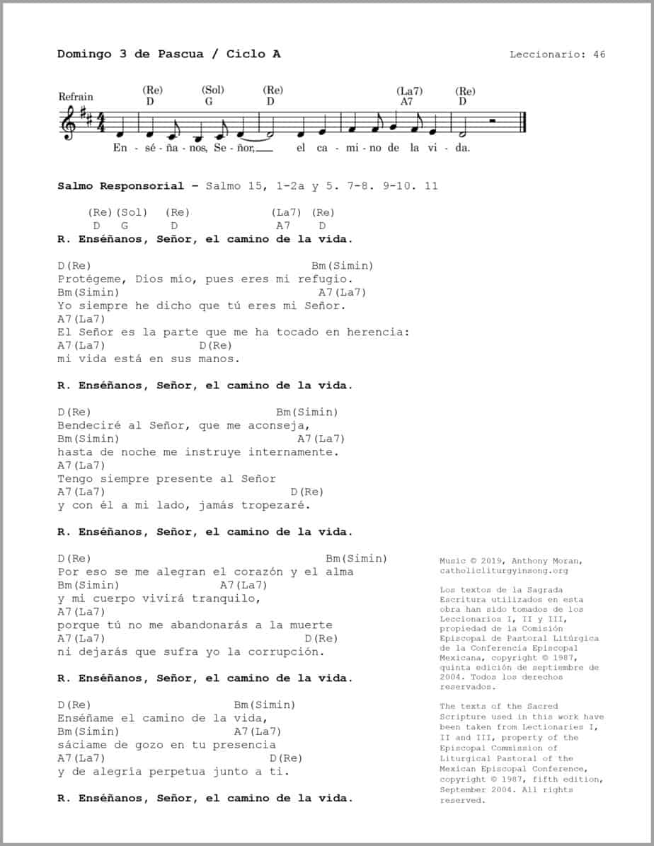 Domingo 3 de Pascua A - Salmo 15 - Enséñanos, Señor, el camino de la vida - Image 2