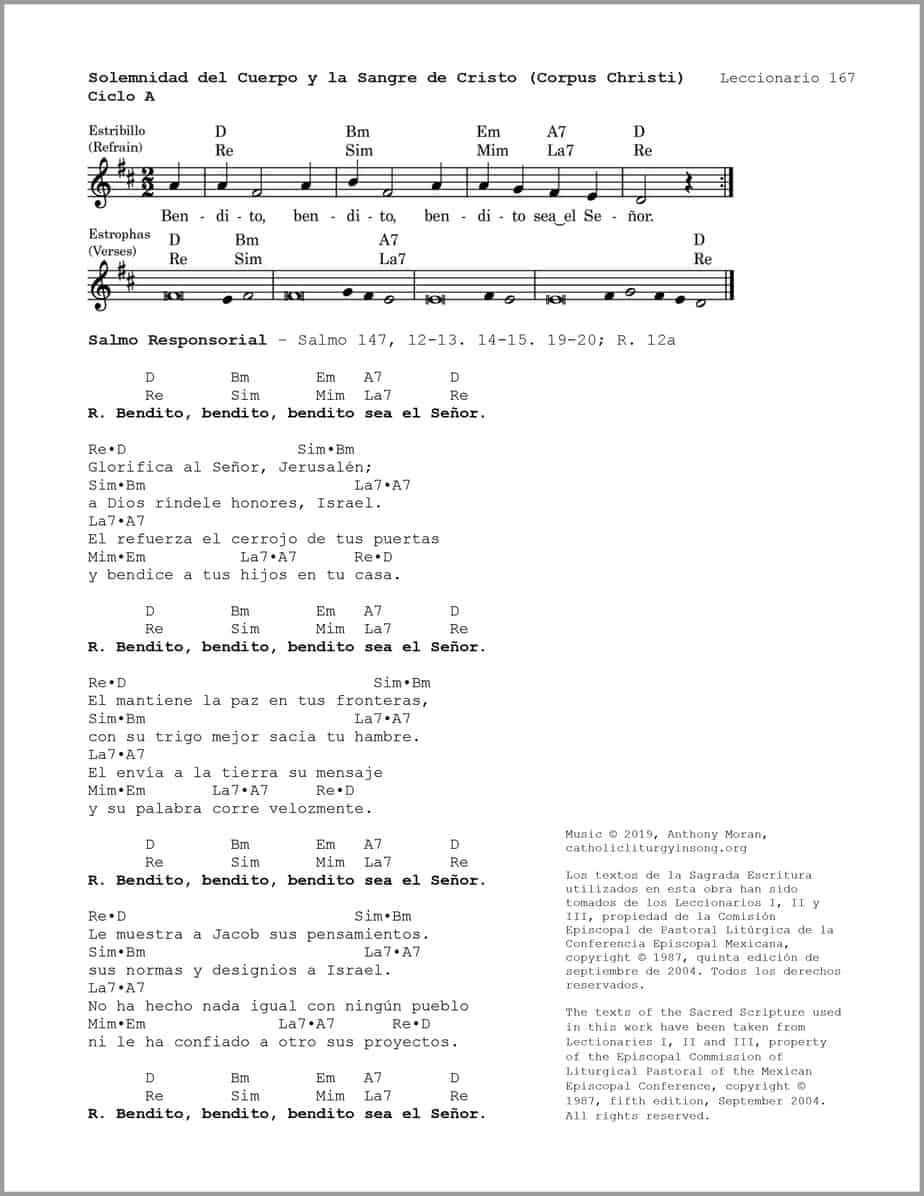 Solemnidad del Cuerpo y la Sangre de Cristo A - Salmo 147 - Bendito sea ...