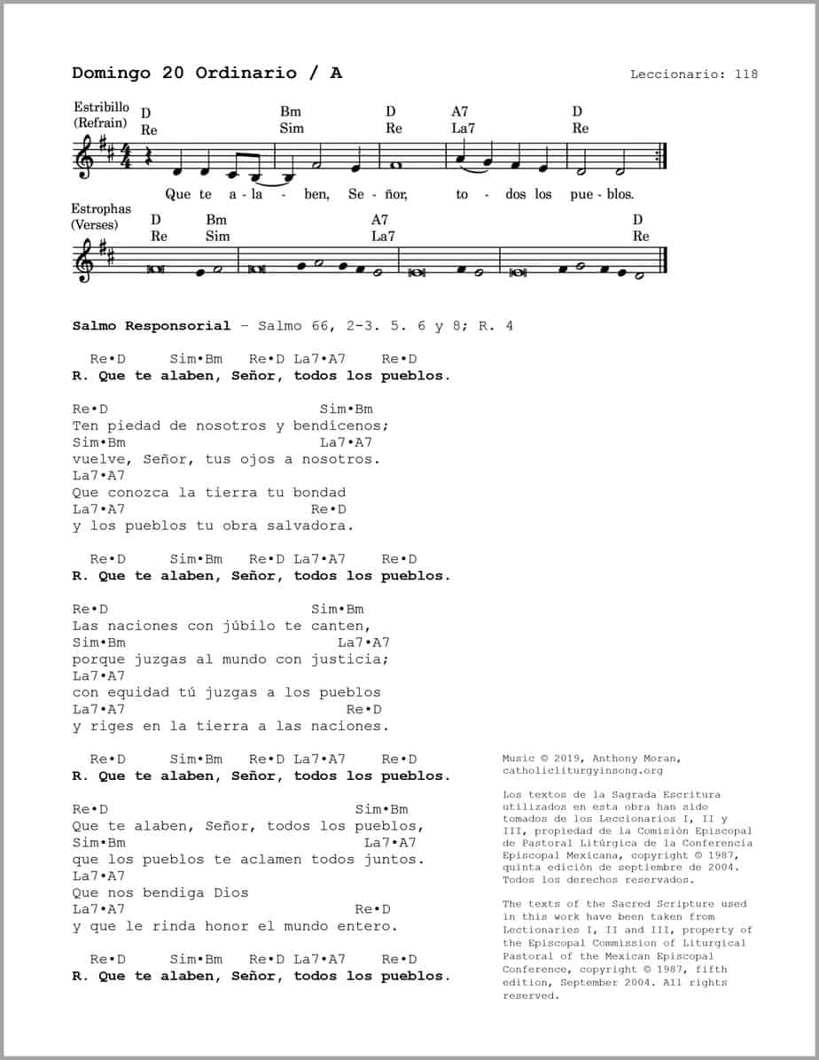Domingo 20 Ordinario A - Salmo 66 - Que te alaben, Señor, todos los pueblos - Image 2