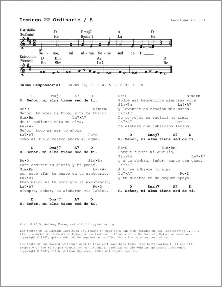 Domingo 22 Ordinario A - Salmo 62 - Señor, mi alma tiene sed de ti - Image 2