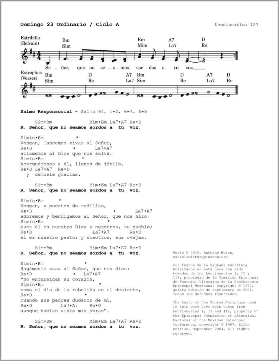 Domingo 23 Ordinario A - Salmo 94 - Señor, que no seamos sordos a tu voz - Image 2