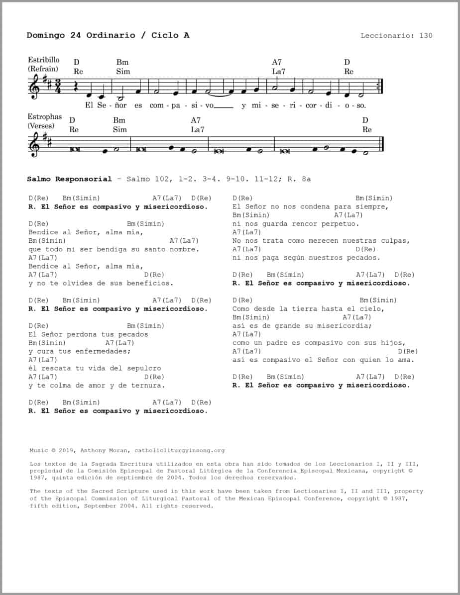 Domingo 24 Ordinario A - Salmo 102 - El Señor es compasivo y misericordioso - Image 2