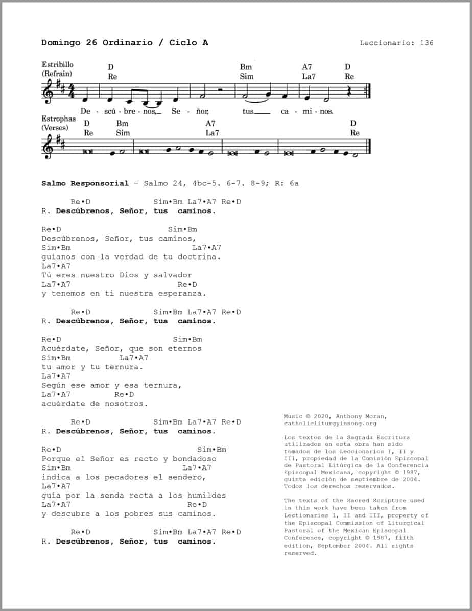 Domingo 26 Ordinario A - Salmo 24 - Descúbrenos, Señor, tus caminos - Image 2