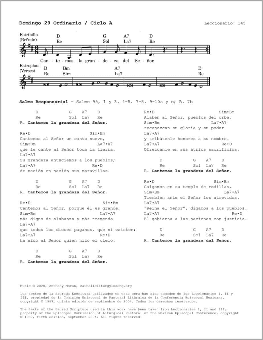 Domingo 29 Ordinario A - Salmo 95 - Cantemos la grandeza del Señor - Image 2