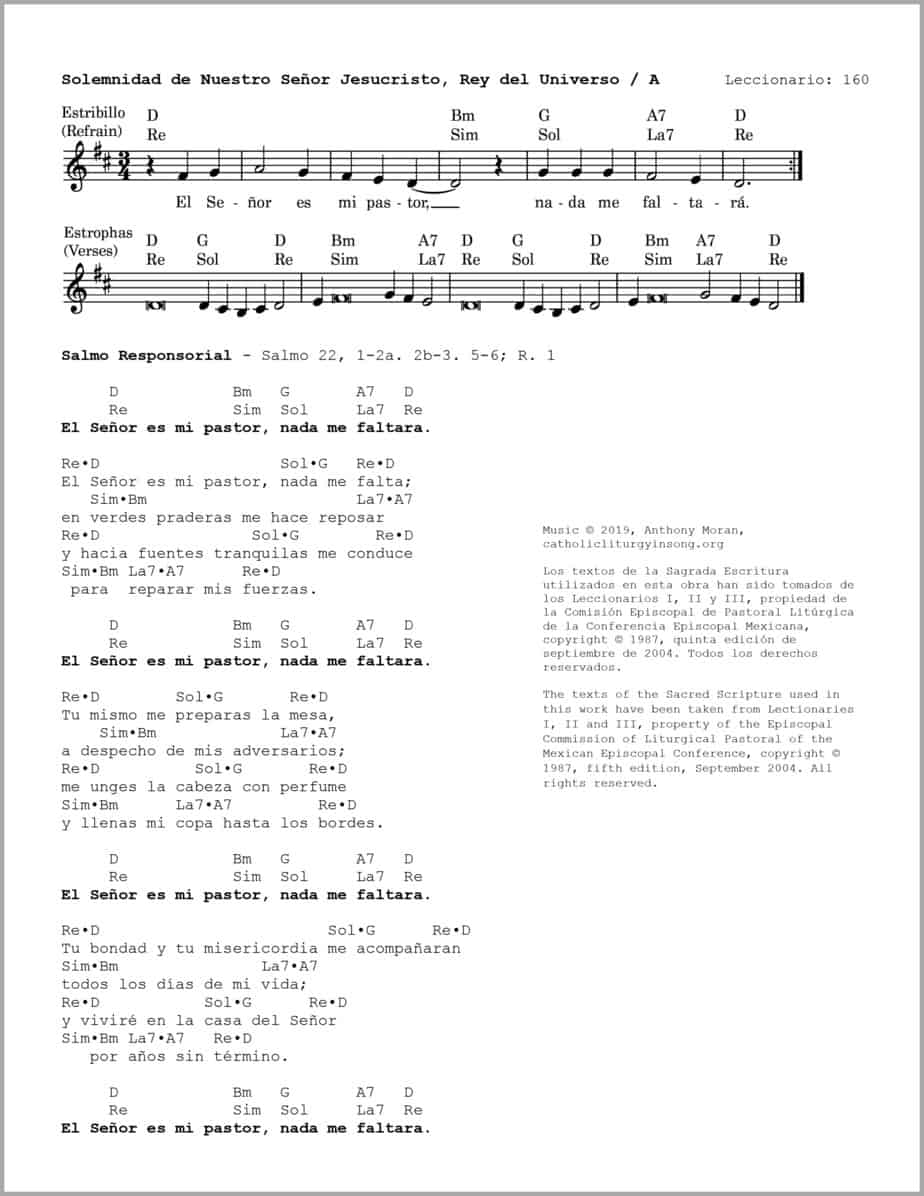 Solemnidad de Nuestro Señor Jesucristo, Rey del Universo A - Salmo 22 - El Señor es mi pastor, nada me faltará - Image 2
