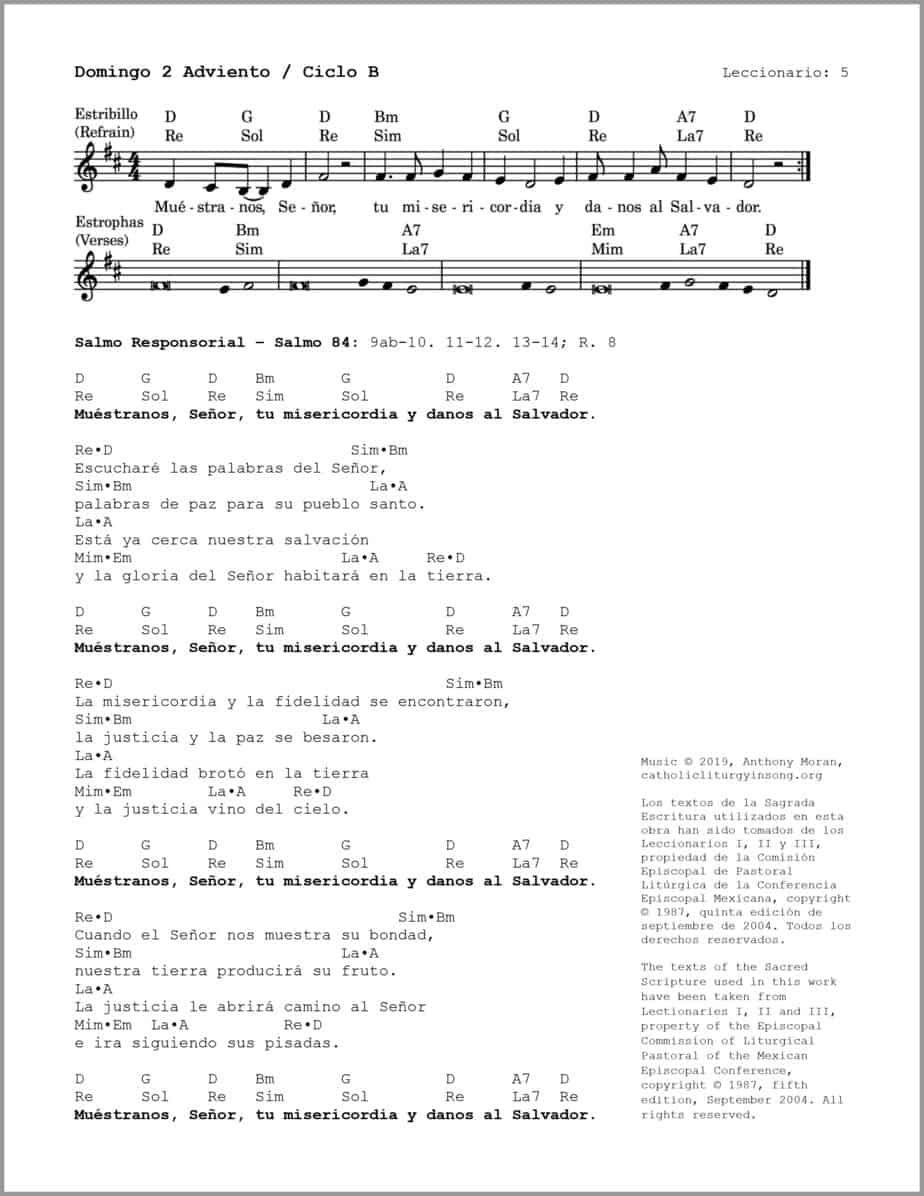 Domingo 2 Adviento B - Salmo 84 - Muéstranos, Señor, tu misericordia y danos al Salvador - Image 2
