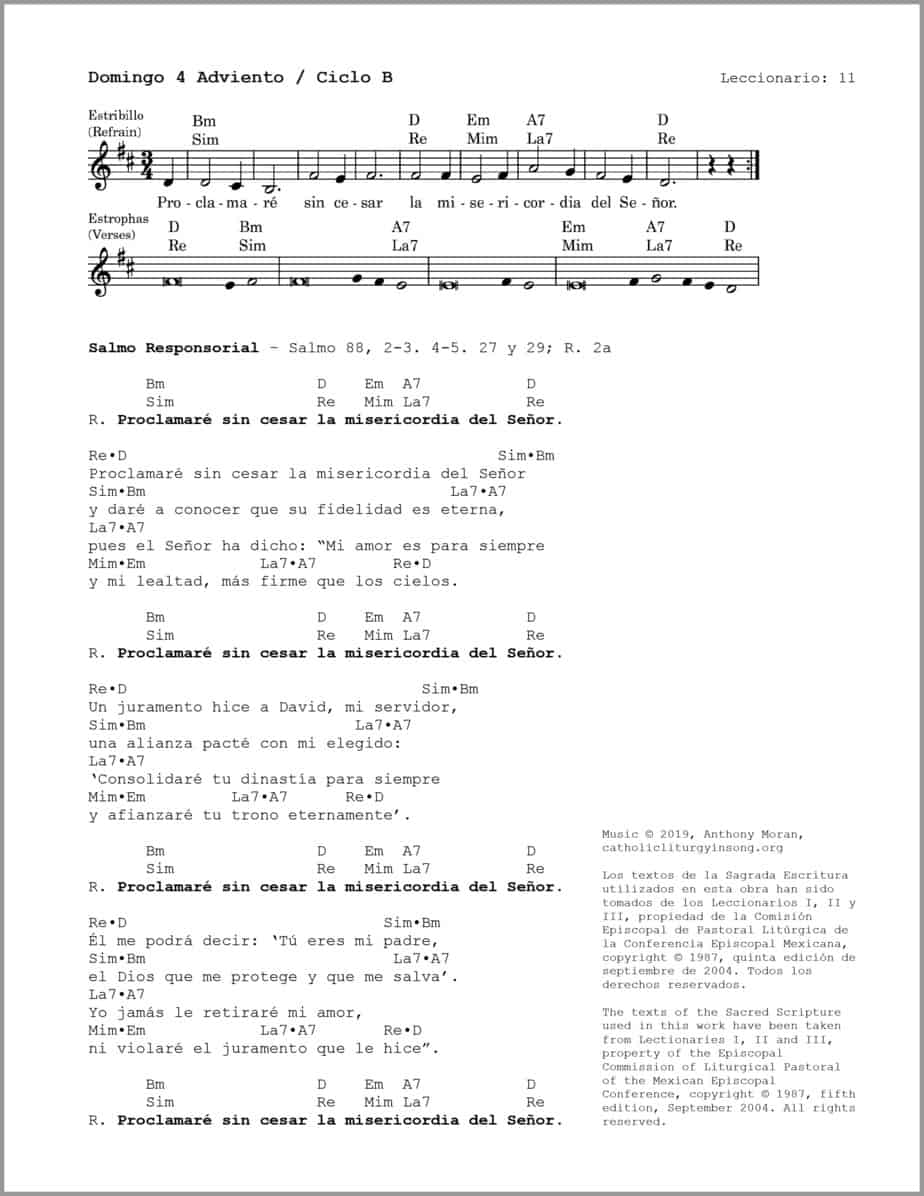 Domingo 4 Adviento B - Salmo 88 - Proclamaré sin cesar la misericordia del Señor - Image 2