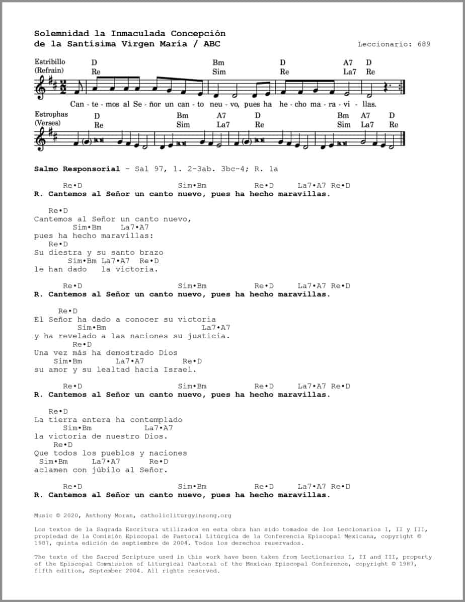 Inmaculada Concepción de la Santísima Virgen María - Salmo 97 - Cantemos al Señor un canto nuevo, pues ha hecho maravillas - Image 2