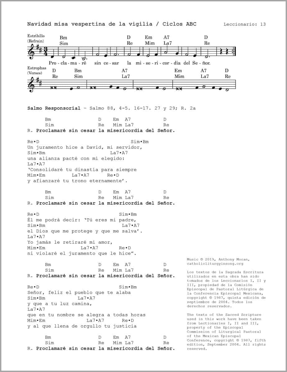 Navidad Misa vespertina de la vigilia - Salmo 88 - Proclamaré sin cesar la misericordia del Señor - Image 2