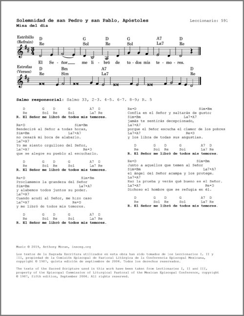 Solemnidad de san Pedro y san Pablo, Apóstoles - Misa del día - Salmo 33 - El Señor me libró de todos mis temores - Image 2