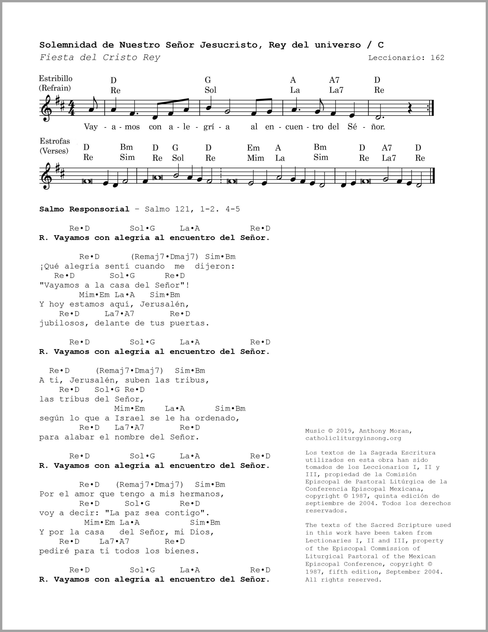 Solemnidad de Nuestro Señor Jesucristo, Rey del universo C - Salmo 121 - Vayamos con alegría al encuentro del Señor - Image 2